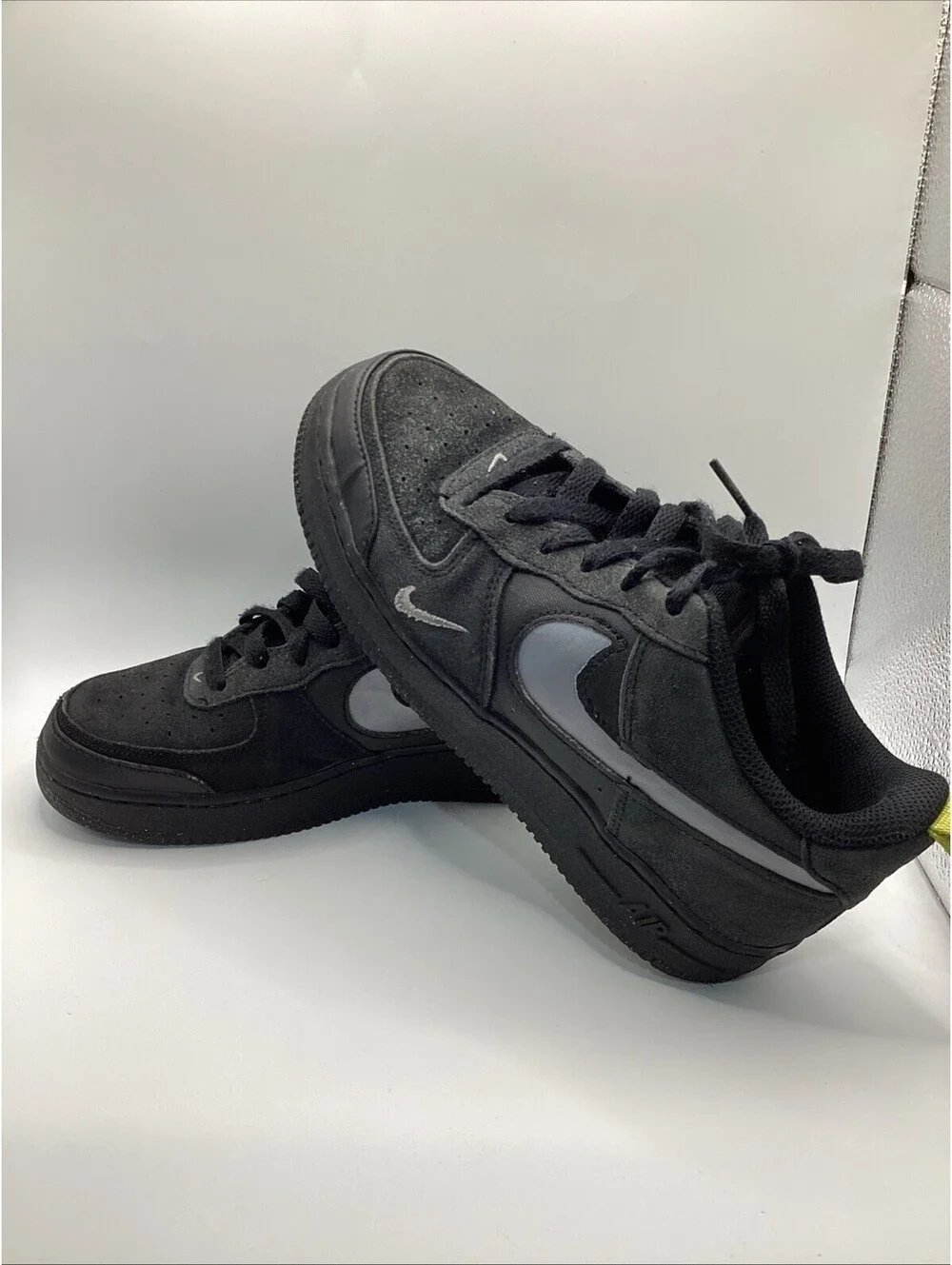 Size 4 (GS) - Nike Air Force 1 Low Cut Out Swoosh - Smoke Grey